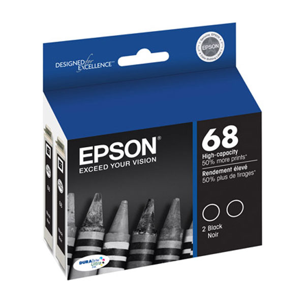 Epson T068120-D2 (Epson 68) OEM Ultra High Yield Black Ink Cartridge (Dual Pack)
