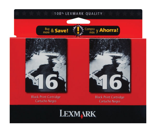 Lexmark 10N0138 (Lexmark #16) OEM Black Ink Cartridge (2 pk)