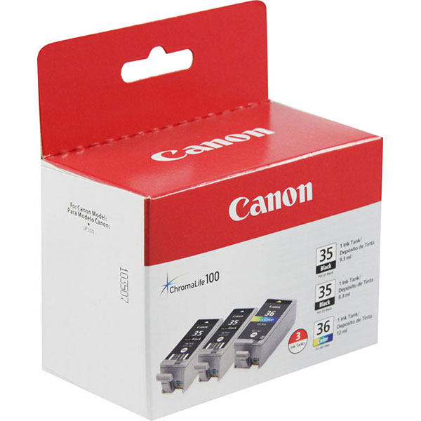 Canon 1509B007 (PGI-35) OEM Black, Tri-Color Inkjet Cartridge