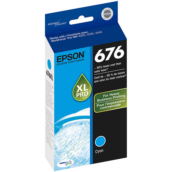 Epson T676XL220 (Epson 676XL) OEM Cyan Inkjet Cartridge