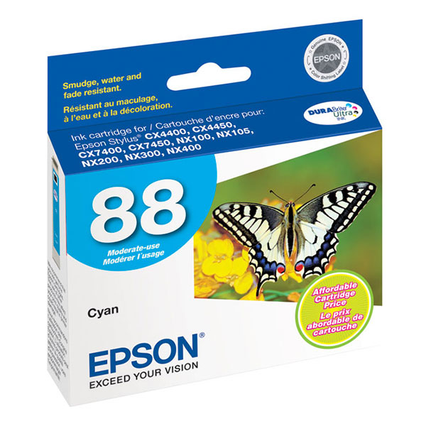 Epson T088220 (Epson 88) OEM Cyan Inkjet Cartridge