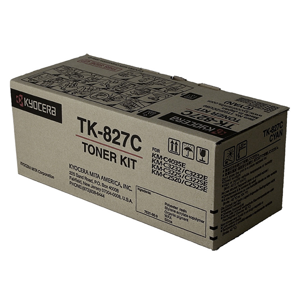 Kyocera Mita 1T02FZCUS0 (TK-827C) OEM Cyan Toner Cartridge