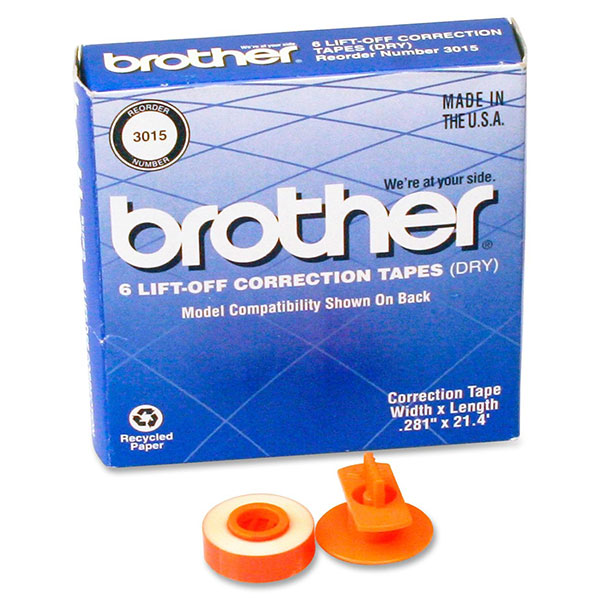 Brother 3015 OEM Black Lift-Off Correct Tape (6 pk)