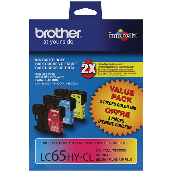 Brother LC-65HYCMY OEM High Yield Cyan, Magenta, Yellow Inkjet Cartridge Multipack