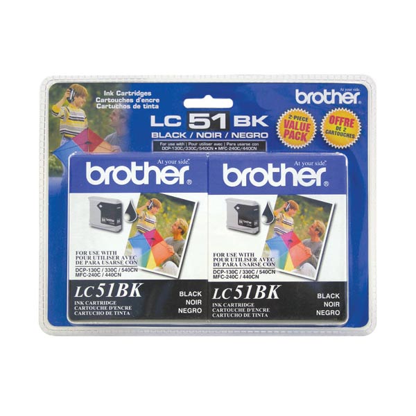 Brother LC-512PKS OEM Black Inkjet Cartridge (2 pk)